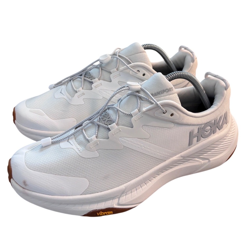 Hoka One One Transport White Hiking Walking Shoes Sneakers Womens Size 10.5B